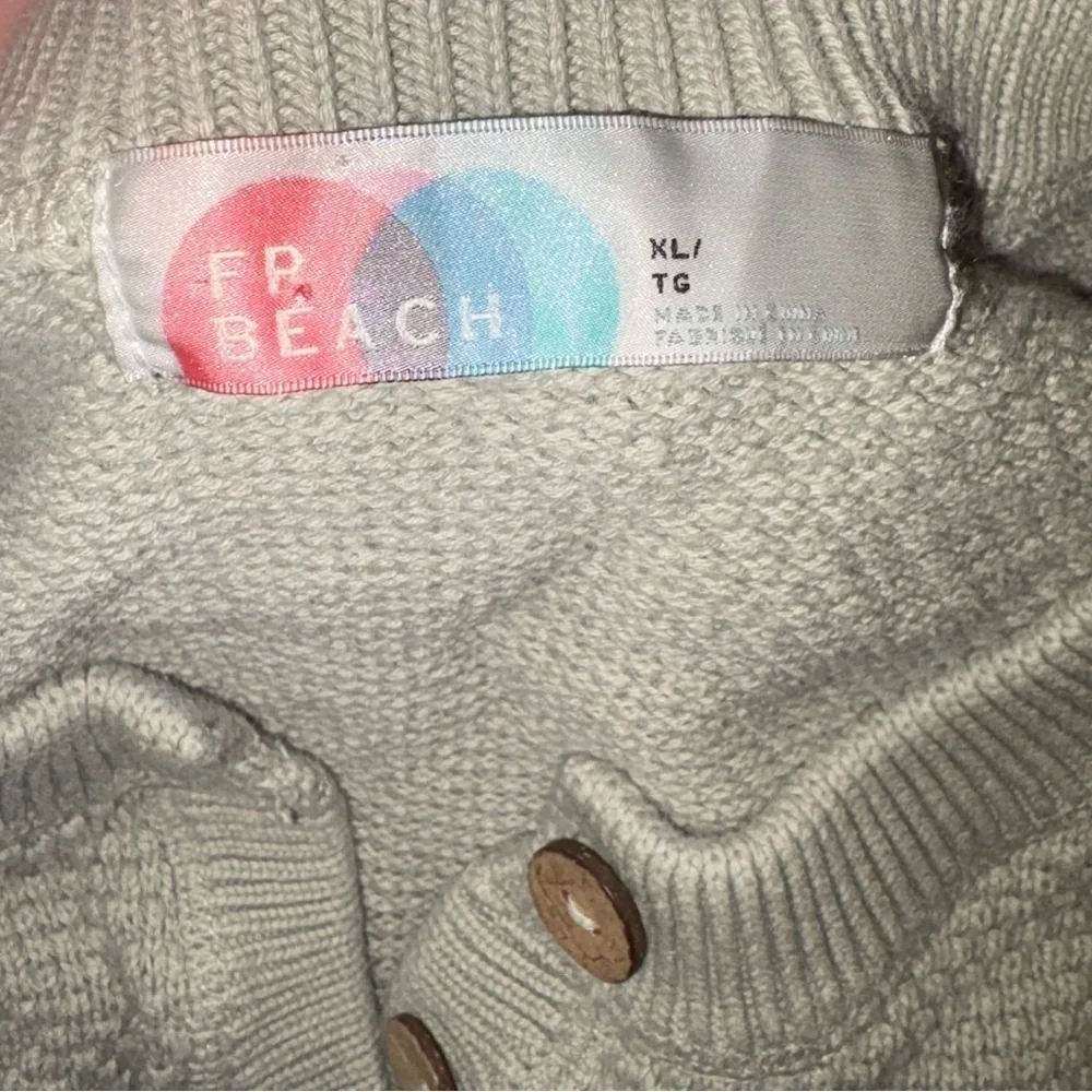 Free People Beach Sweater Women’s XL Hailee Waffle Henley Neckline